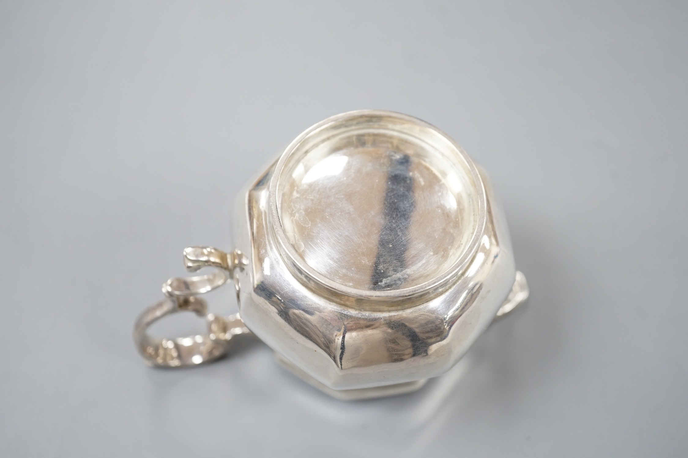 A George V silver panelled cream jug, Charles Stuart Harris & Sons, London, 1916, 82mm, 6.5oz.